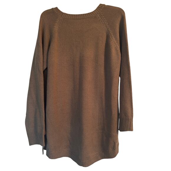 GUC Shein Tan Knit Sweater Long Sleeve Side Laces Machine Wash Size XL - Picture 2 of 4